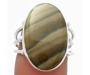 Natural Flint Stone Ring size-7.5 SDR174292, 14x21 mm