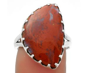 Natural Red Moss Agate Ring size-7.5 SDR174315 R-1210, 13x22 mm
