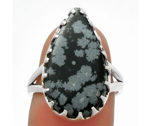 Natural Snow Flake Obsidian Ring size-7 SDR174328 R-1210, 12x22 mm