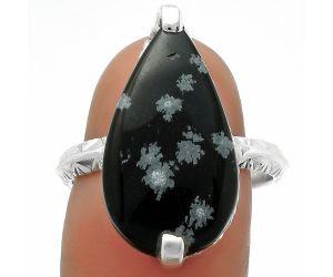 Natural Snow Flake Obsidian Ring size-8.5 SDR174348 R-1089, 12x22 mm