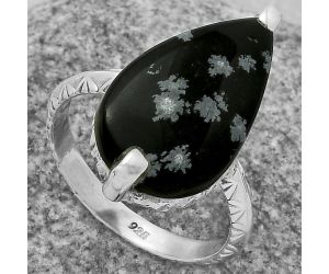 Natural Snow Flake Obsidian Ring size-8.5 SDR174348 R-1089, 12x22 mm