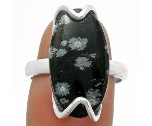 Natural Snow Flake Obsidian Ring size-8 SDR174375 R-1479, 12x21 mm
