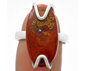 Natural Red Moss Agate Ring size-8.5 SDR174394 R-1479, 12x23 mm