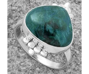 Natural Azurite Chrysocolla Ring size-8.5 SDR174450 R-1091, 14x16 mm