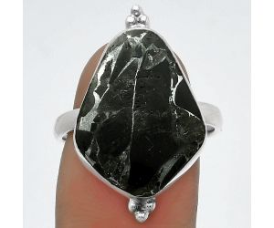 Natural Obsidian And Zinc Ring size-8.5 SDR174457 R-1091, 15x19 mm