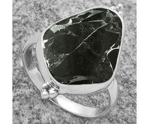 Natural Obsidian And Zinc Ring size-8.5 SDR174457 R-1091, 15x19 mm