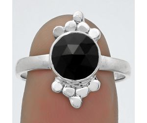 Faceted Natural Black Onyx - Brazil Ring size-8.5 SDR174473 R-1091, 8x8 mm