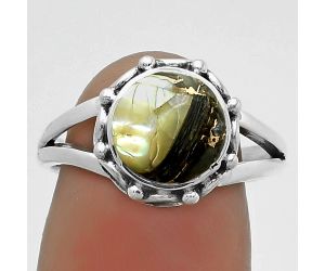 Natural Copper Abalone Shell Ring size-7.5 SDR174535 R-1096, 9x9 mm