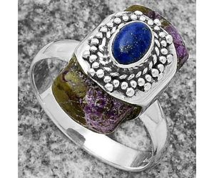 Purpurite - South Africa & Lapis Ring size-8 SDR174646 R-1371, 9x17 mm