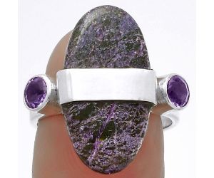 Purpurite - South Africa & Amethyst Ring size-7.5 SDR174796 R-1313, 11x22 mm