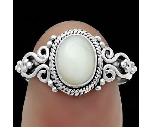 Natural White Opal Ring size-8 SDR174996 R-1345, 6x8 mm