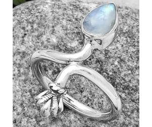 Natural Rainbow Moonstone - India Ring size-6.5 SDR175104 R-1482, 6x9 mm