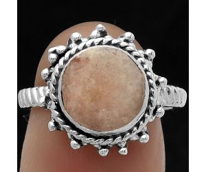Natural Pink Scolecite Ring size-7 SDR175264 R-1332, 9x9 mm
