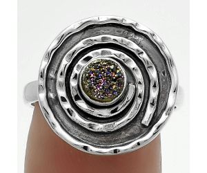 Spiral - Natural Titanium Druzy Ring size-8 SDR175277 R-1361, 5x5 mm