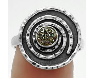 Spiral - Natural Titanium Druzy Ring size-8 SDR175296 R-1361, 5x5 mm