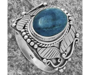 Southwest Style - Natural Blue Apatite Ring size-8 SDR175498 R-1507, 9x12 mm