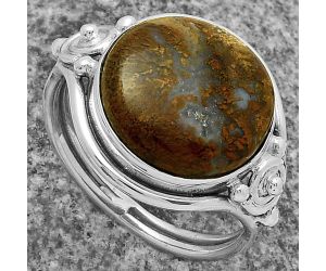 Natural Red Moss Agate Ring size-9 SDR175530 R-1315, 15x15 mm