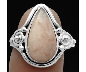 Natural Pink Scolecite Ring size-7.5 SDR175533 R-1315, 9x17 mm