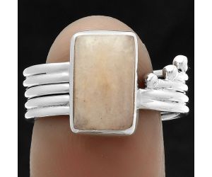 Natural Pink Scolecite Ring size-8.5 SDR175585 R-1492, 8x12 mm