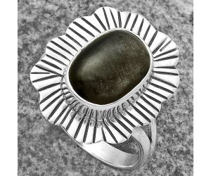 Natural Silver Obsidian Ring size-8.5 SDR175603 R-1086, 9x12 mm