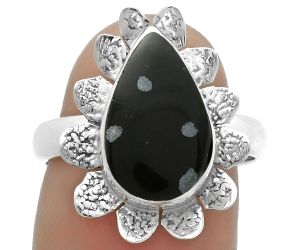 Natural Snow Flake Obsidian Ring size-7.5 SDR175750 R-1241, 9x14 mm