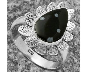 Natural Snow Flake Obsidian Ring size-7.5 SDR175750 R-1241, 9x14 mm