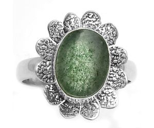 Natural Green Aventurine Ring size-7.5 SDR175770 R-1241, 8x11 mm