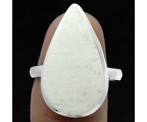Natural White Scolecite Ring size-8.5 SDR175871 R-1004, 13x23 mm