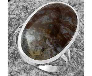 Natural Texas Moss Agate Ring size-7.5 SDR175879 R-1005, 14x23 mm