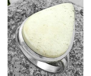 Natural White Scolecite Ring size-7.5 SDR175929 R-1005, 15x21 mm