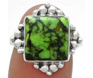 Natural Green Matrix Turquoise Ring size-7.5 SDR176026 R-1127, 11x11 mm