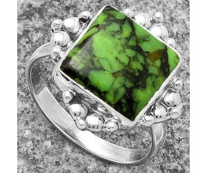 Natural Green Matrix Turquoise Ring size-7.5 SDR176026 R-1127, 11x11 mm