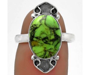 Natural Green Matrix Turquoise Ring size-7 SDR176061 R-1204, 10x14 mm