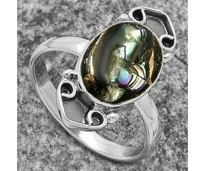 Natural Copper Abalone Shell Ring size-7 SDR176062 R-1204, 9x12 mm