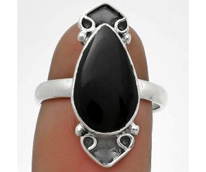 Natural Black Onyx - Brazil Ring size-7 SDR176070 R-1204, 9x15 mm