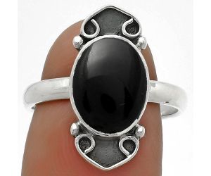 Natural Black Onyx - Brazil Ring size-8 SDR176071 R-1204, 9x12 mm