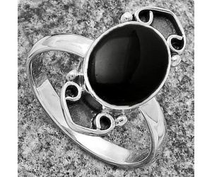 Natural Black Onyx - Brazil Ring size-8 SDR176071 R-1204, 9x12 mm