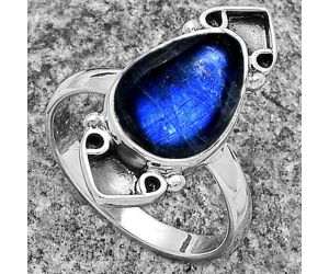 Blue Fire Labradorite - Madagascar Ring size-7 SDR176079 R-1204, 9x14 mm