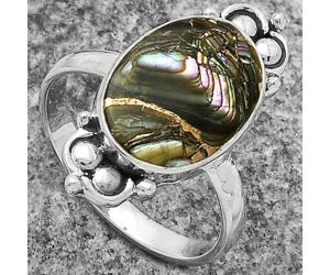 Natural Copper Abalone Shell Ring size-8 SDR176085 R-1123, 9x14 mm