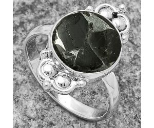 Natural Obsidian And Zinc Ring size-7.5 SDR176086 R-1123, 11x11 mm