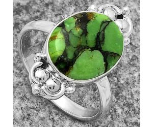 Natural Green Matrix Turquoise Ring size-7.5 SDR176087 R-1123, 10x14 mm