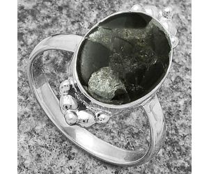 Natural Obsidian And Zinc Ring size-7.5 SDR176092 R-1123, 10x14 mm