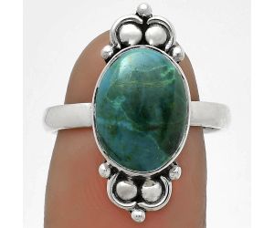 Natural Azurite Chrysocolla Ring size-8 SDR176098 R-1123, 9x13 mm