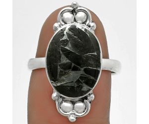 Natural Obsidian And Zinc Ring size-7.5 SDR176101 R-1123, 11x15 mm