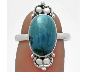Natural Azurite Chrysocolla Ring size-7.5 SDR176109 R-1123, 9x14 mm