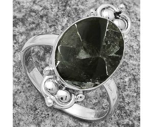 Natural Obsidian And Zinc Ring size-7.5 SDR176121 R-1123, 11x15 mm