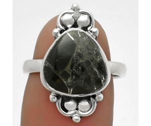 Natural Obsidian And Zinc Ring size-7.5 SDR176122 R-1123, 12x12 mm