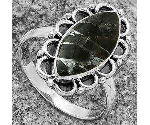 Natural Obsidian And Zinc Ring size-8.5 SDR176165 R-1092, 8x18 mm