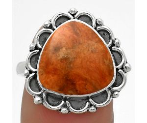 Natural Red Sponge Coral Ring size-8.5 SDR176172 R-1092, 13x13 mm