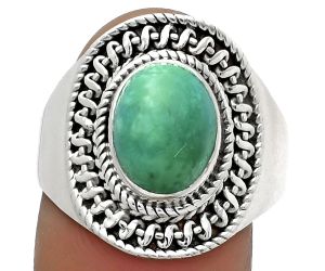 Natural Turquoise Magnesite Ring size-9 SDR176472 R-1279, 8x10 mm